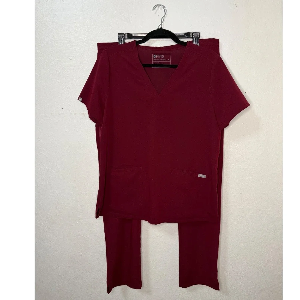 FIGS Technical Collection Women's M/L Scrubs Matching Set Burgundy